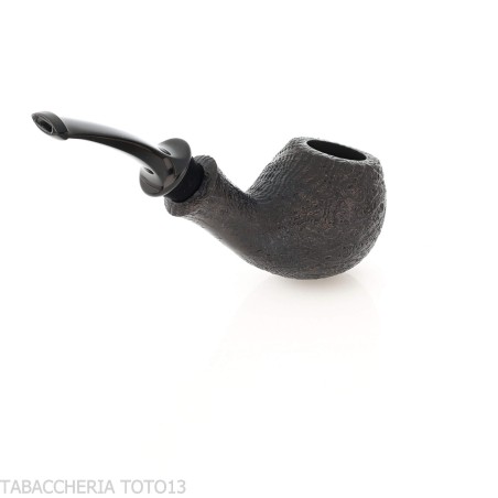 Tsuge Kaga 904 bent Apple briar noir sablé avec filtre de 9 mm - Pipe Pour le Tabac - Racine naturelle