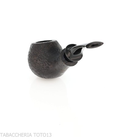 Tsuge Kaga 904 bent Apple Briar de arena negra con filtro de 9 mm - Pipas de Tabaco