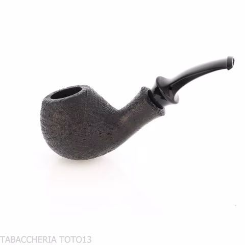 Tsuge Kaga 904 bent Apple radica sabbiata nera con filtro 9 mm - Pipe