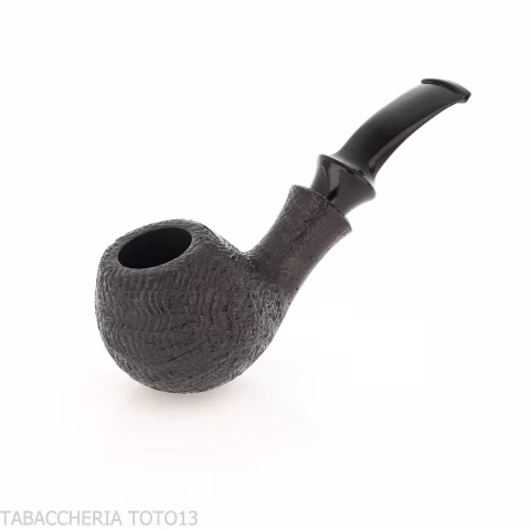Tsuge Kaga 904 bent Apple schwarz geschliffener Bruyère mit 9 mm Filter - Tabakpfeifen