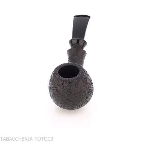 Tsuge Kaga 904 bent Apple radica sabbiata nera con filtro 9 mm - Pipe