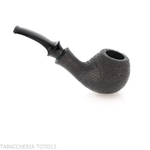 Tsuge Kaga 904 bent Apple radica sabbiata nera con filtro 9 mm - Pipe