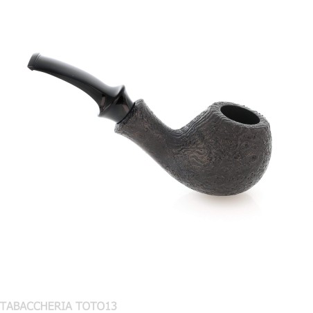 Tsuge Kaga 904 bent Apple briar noir sablé avec filtre de 9 mm - Pipe Pour le Tabac - Racine naturelle