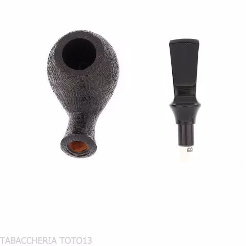 Tsuge Kaga 904 bent Apple black sanded briar with 9 mm filter - Tobacco Pipes - Natural root
