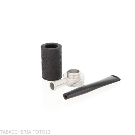 Tsuge Roulette petit pipe de racine en ronce noire sablée - Pipe Pour le Tabac - Racine naturelle, Métal