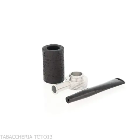Tsuge Roulette pipa de raíz de burl negro lijado pequeño - Pipas de Tabaco