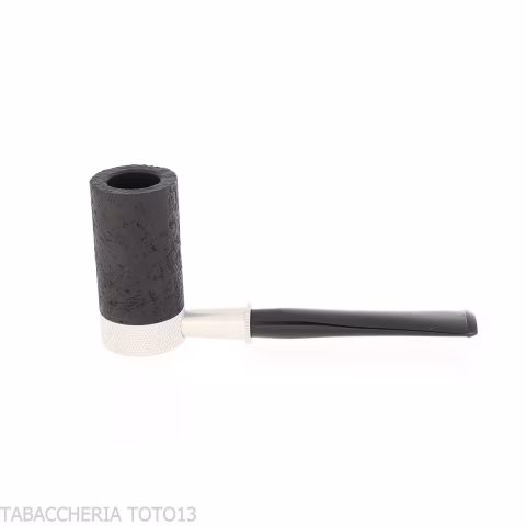 Tsuge Roulette petit pipe de racine en ronce noire sablée - Pipe Pour le Tabac - Racine naturelle, Métal