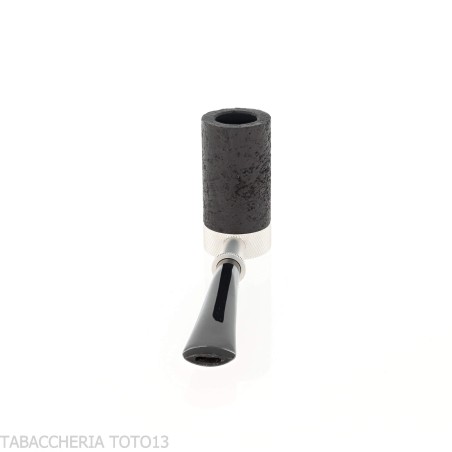Tsuge Roulette petit pipe de racine en ronce noire sablée - Pipe Pour le Tabac - Racine naturelle, Métal