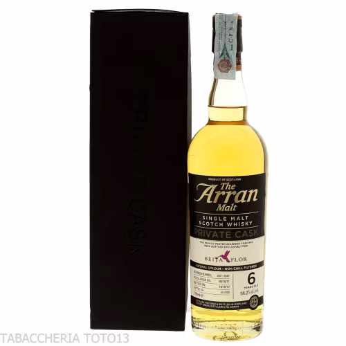Arran Beija-Flor Heavily Peated Private Cask Bourbon 6 Y.O. Vol.58,2% Cl.70-Whisky