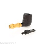 Tsuge Bamboo Straight Billiard sabbiata nera - Pipe