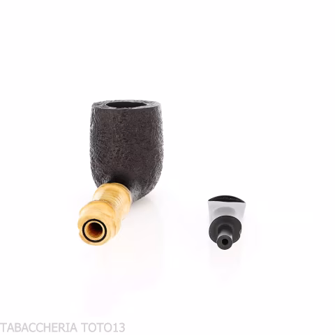 Tsuge Bamboo Straight Billiard sabbiata nera - Pipe
