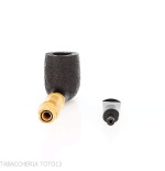 Tsuge Bamboo Straight Billiard sabbiata nera - Pipe