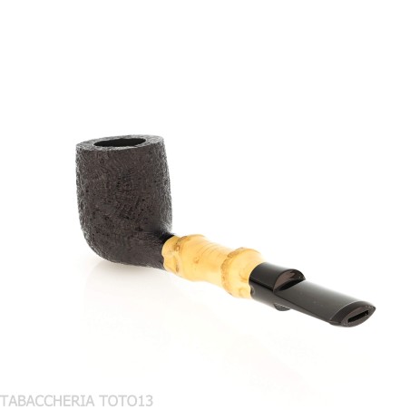 Tsuge Bamboo Straight billiard pipa de tabaco con chorro de arena negro - Pipas de Tabaco