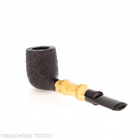 Tsuge Bamboo Straight Billiard sabbiata nera - Pipe