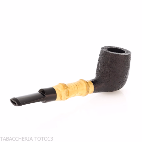 Tsuge Bamboo Straight Billiard sabbiata nera - Pipe