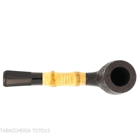 Tsuge Bamboo Straight billiard pipa de tabaco con chorro de arena negro - Pipas de Tabaco