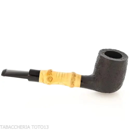Tsuge Bamboo Straight Billiard sabbiata nera - Pipe