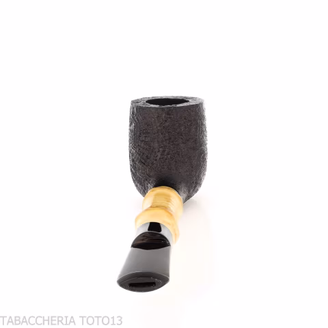 Tsuge Bamboo Straight Billiard sabbiata nera - Pipe