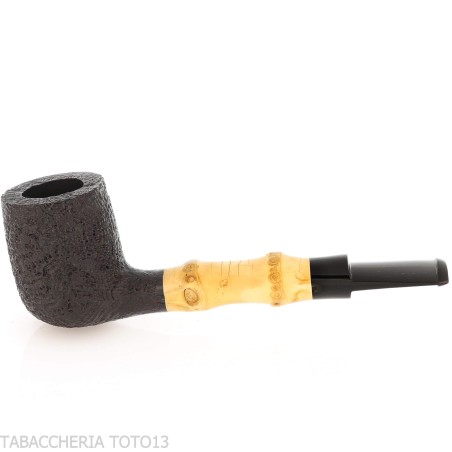 Tsuge Bamboo Billiard Straight pipe de tabac noir sablé - Pipe Pour le Tabac - Racine naturelle