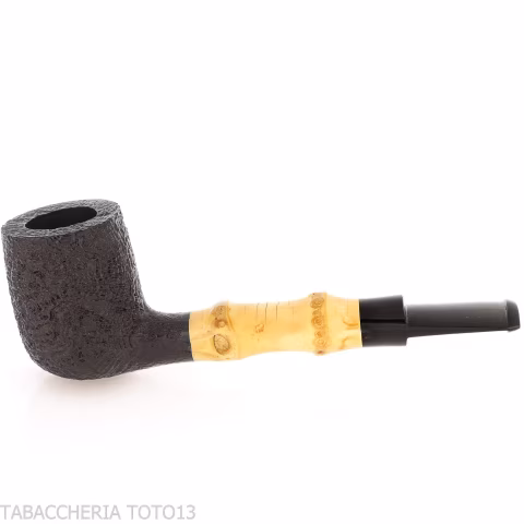 Tsuge Bamboo Straight billiard black sandblasted tobacco pipe - Tobacco Pipes - Natural root