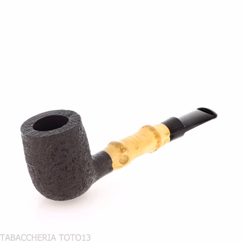 Tsuge Bamboo Straight billiard black sandblasted tobacco pipe - Tobacco Pipes - Natural root