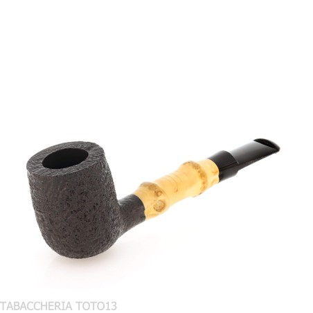 Tsuge Bamboo Straight billiard pipa de tabaco con chorro de arena negro - Pipas de Tabaco