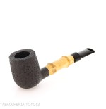 Tsuge Bamboo Straight billiard black sandblasted tobacco pipe - Tobacco Pipes - Natural root