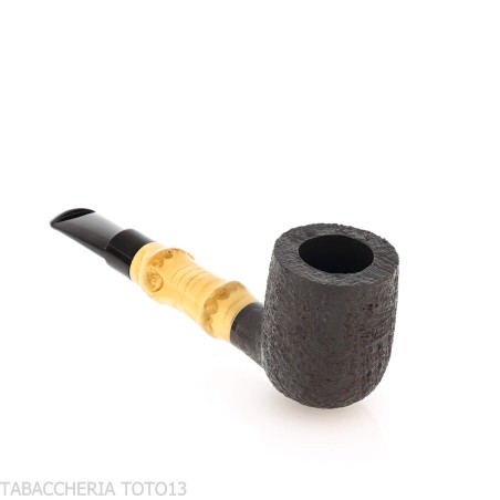 Tsuge Bamboo Straight Billiard schwarz sandgestrahlte Tabakpfeife - Tabakpfeifen