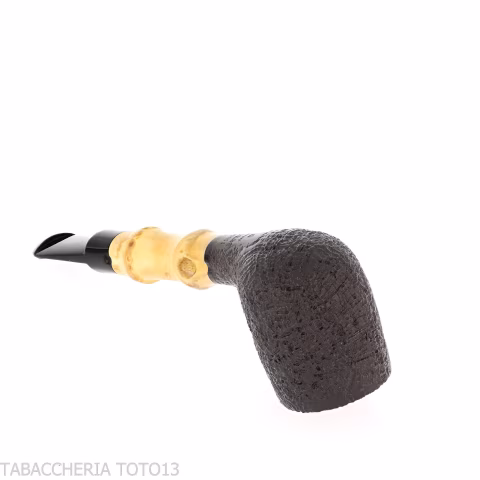 Tsuge Bamboo Straight Billiard sabbiata nera - Pipe