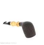 Tsuge Bamboo Straight Billiard schwarz sandgestrahlte Tabakpfeife - Tabakpfeifen