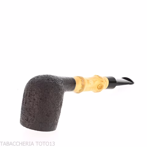 Tsuge Bamboo Straight Billiard sabbiata nera - Pipe