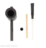 Tsuge e-star System Black sandblasted briar Churchwarden concept - Tobacco Pipes - Natural root, Metal