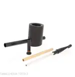 Tsuge e-star System Black sandblasted briar Churchwarden concept - Tobacco Pipes - Natural root, Metal
