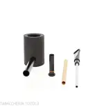 Tsuge e-star System Black sandblasted briar Churchwarden concept - Tobacco Pipes - Natural root, Metal