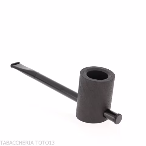 Tsuge e-star System Black sandblasted briar Churchwarden concept - Tobacco Pipes - Natural root, Metal