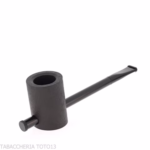 Tsuge e-star System Black sandblasted briar Churchwarden concept - Tobacco Pipes - Natural root, Metal