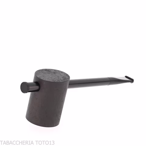 Tsuge e-star System Black sandblasted briar Churchwarden concept - Tobacco Pipes - Natural root, Metal