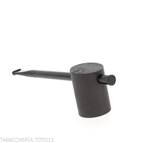 Tsuge e-star System Black sandblasted briar Churchwarden concept - Tobacco Pipes - Natural root, Metal