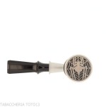 Tsuge Spider tumbler poker shape in sandblasted black briar reverse calabash concept - Tobacco Pipes - Natural root, Metal