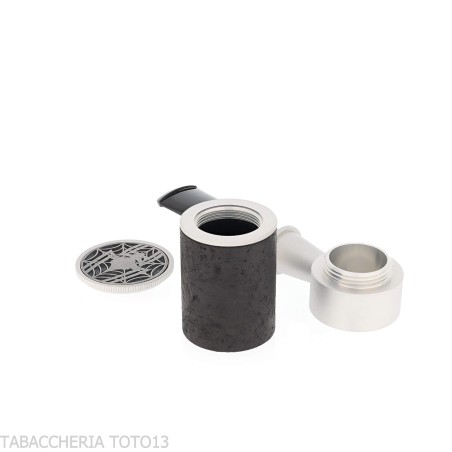 Tsuge Spider tumbler poker shape in sandblasted black briar reverse calabash concept - Tobacco Pipes - Natural root, Metal