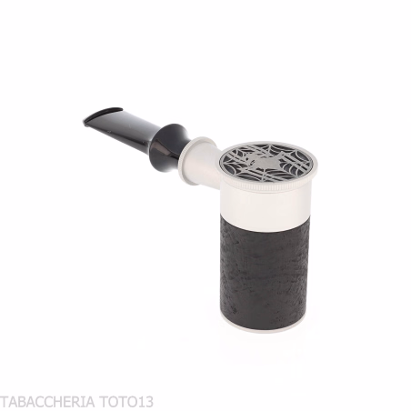 Tsuge Spider con forma de póquer en concepto de calabaza invertida de brezo negro pulido con chorro de arena - Pipas de Tabac