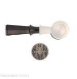 Tsuge Spider tumbler poker shape in sandblasted black briar reverse calabash concept - Tobacco Pipes - Natural root, Metal