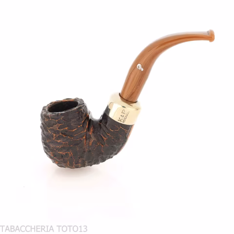 Peterson Derry Rusticated 221 Fishtail shape Bent Billiard - Tobacco Pipes - Natural root