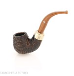 Peterson Derry Rusticated 221 Fishtail shape Bent Billiard - Tobacco Pipes - Natural root
