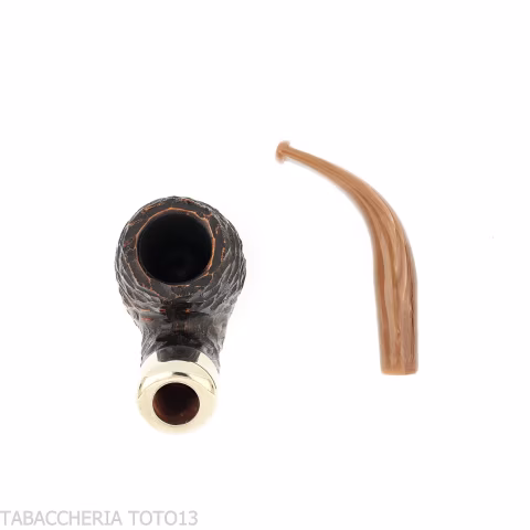 Peterson Derry Rusticated 221 Fishtail shape Bent Billiard - Tobacco Pipes - Natural root