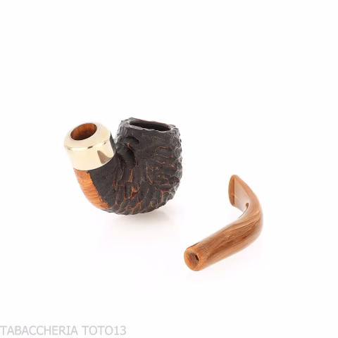 Peterson Derry Rusticated 221 Fishtail shape Bent Billiard - Tobacco Pipes - Natural root