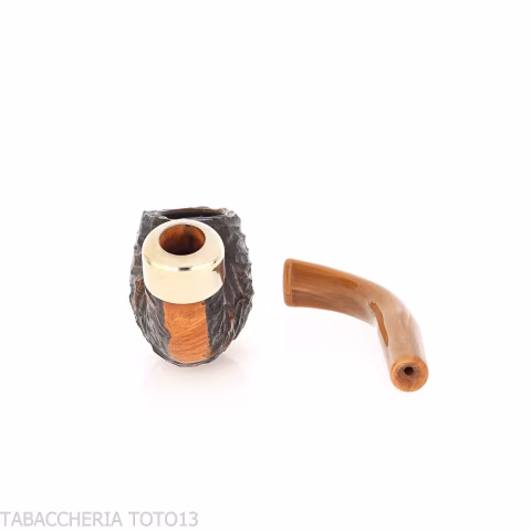 Peterson Derry Rusticated 221 Fishtail shape Bent Billiard - Tobacco Pipes - Natural root