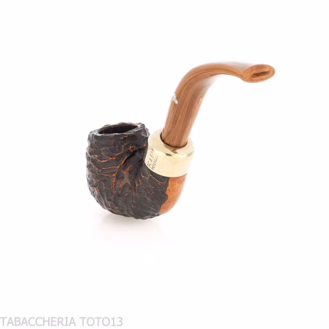 Peterson Derry Rusticated 221 Fishtail shape Bent Billiard - Tobacco Pipes - Natural root