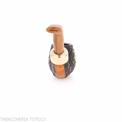 Peterson Derry Rusticated 221 Fishtail shape Bent Billiard - Tobacco Pipes - Natural root