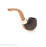 Peterson Derry Rusticated 221 Fishtail shape Bent Billiard - Tobacco Pipes - Natural root